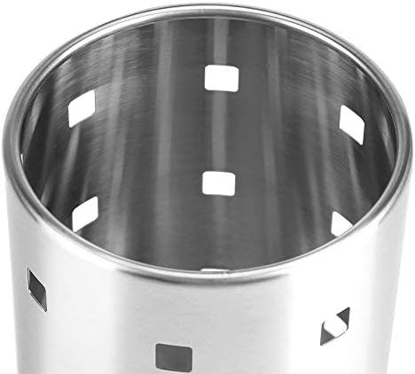Fdit Chopsticks Holder Caddy Organizer Stainless Steel, Polished Draining Storage Rack for Kitchen Counter Sink Silver Tall L 10 x 17 cm 1 Pack
