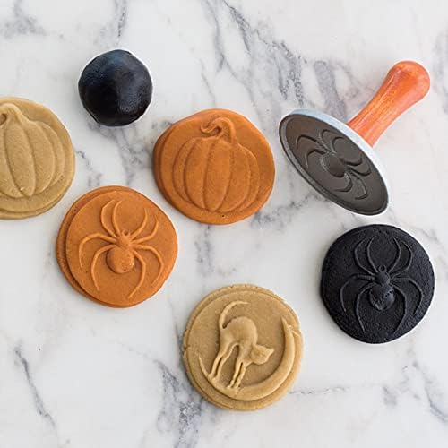 Nordic Ware 1260 Spooky Cast Cookie Stamps, 3-inch rounds, Silver
