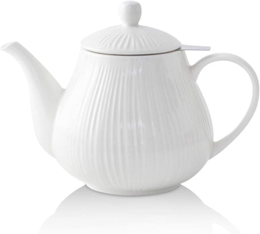 KOOV Ceramic Teapot with Infuser, 40 ounce Tea Pot with Infuser for Loose Tea, Large Enough For 6 Cups, Tea Kettles,