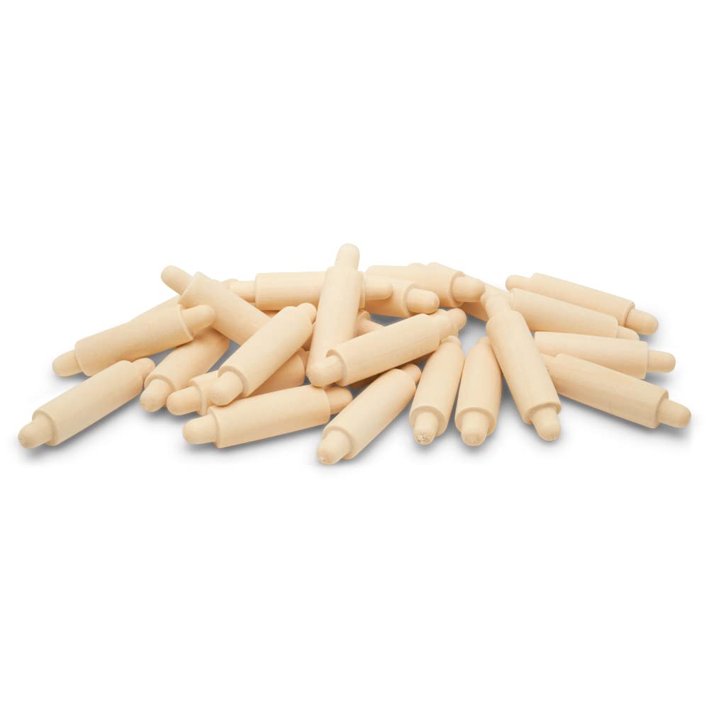 Wooden Mini Rolling Pin, 1-1/2 inches, Pack of 25, Perfect for Scrapbook Projects, Miniatures, Party Decor, and Crafts, by Woodpeckers