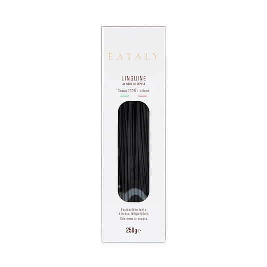 Eataly Italian Linguine with Squid Ink Pasta Noodles - 250g (8.8 oz.) Box -Authentic Durum Semolina Wheat - Made in Italy-