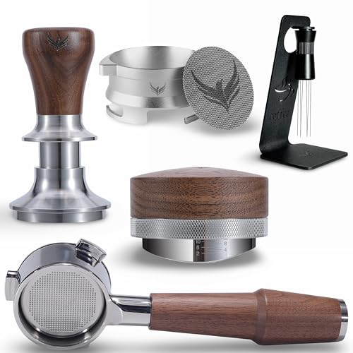 Breville Espresso Machine Accessories Set 54mm Walnut 6pcs | Includes Bottomless Portafilter ,Calibrated Tamper, Coffee Distributor, WDT Tool, Espresso Funnel and Filter