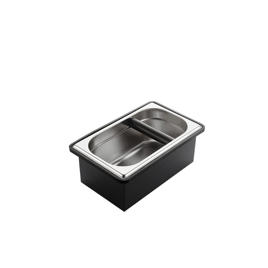 Coffee Knock Box, Stainless Steel Dump Bin Espresso Knock Box for Coffee Grounds with Removable Non-Slip Base Shock-Absorbent for Knocking
