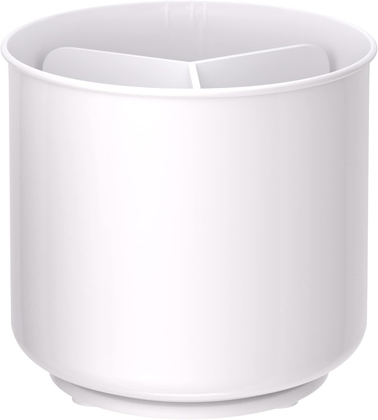 Rotating Extra Large White Plastic Utensil Holder Caddy with Sturdy No-Tip Weighted Base, Removable 