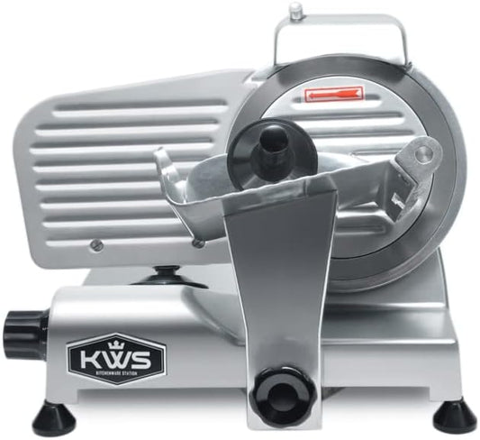 KWS Premium MS-6SS 200w Electric Slicer 7.67-Inch Stainless Steel Blade, Frozen Meat/Deli Meat/Cheese/Food Slicer Low Noises