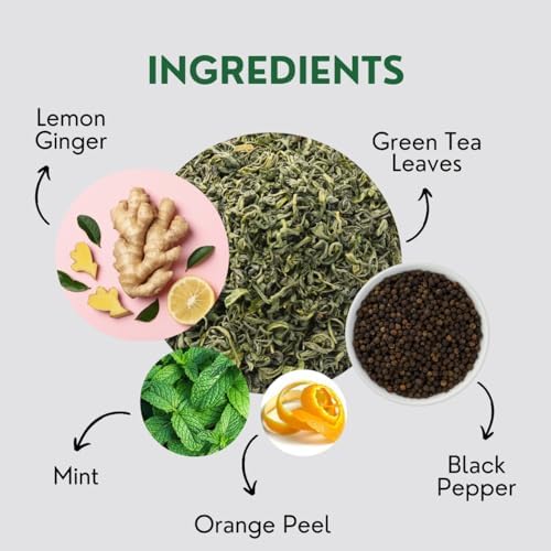 Lemon Ginger Green Tea (200gm/7oz), Natural Herbal Infusion, 100 Tea Bags