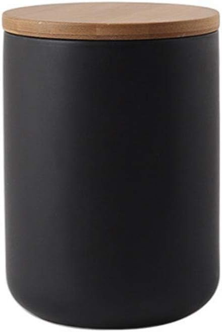 YYW Ceramics Food Storage Jar Canister with Airtight Seal Bamboo Lid, Simple Style Kitchen Canister for Food Storage, Store