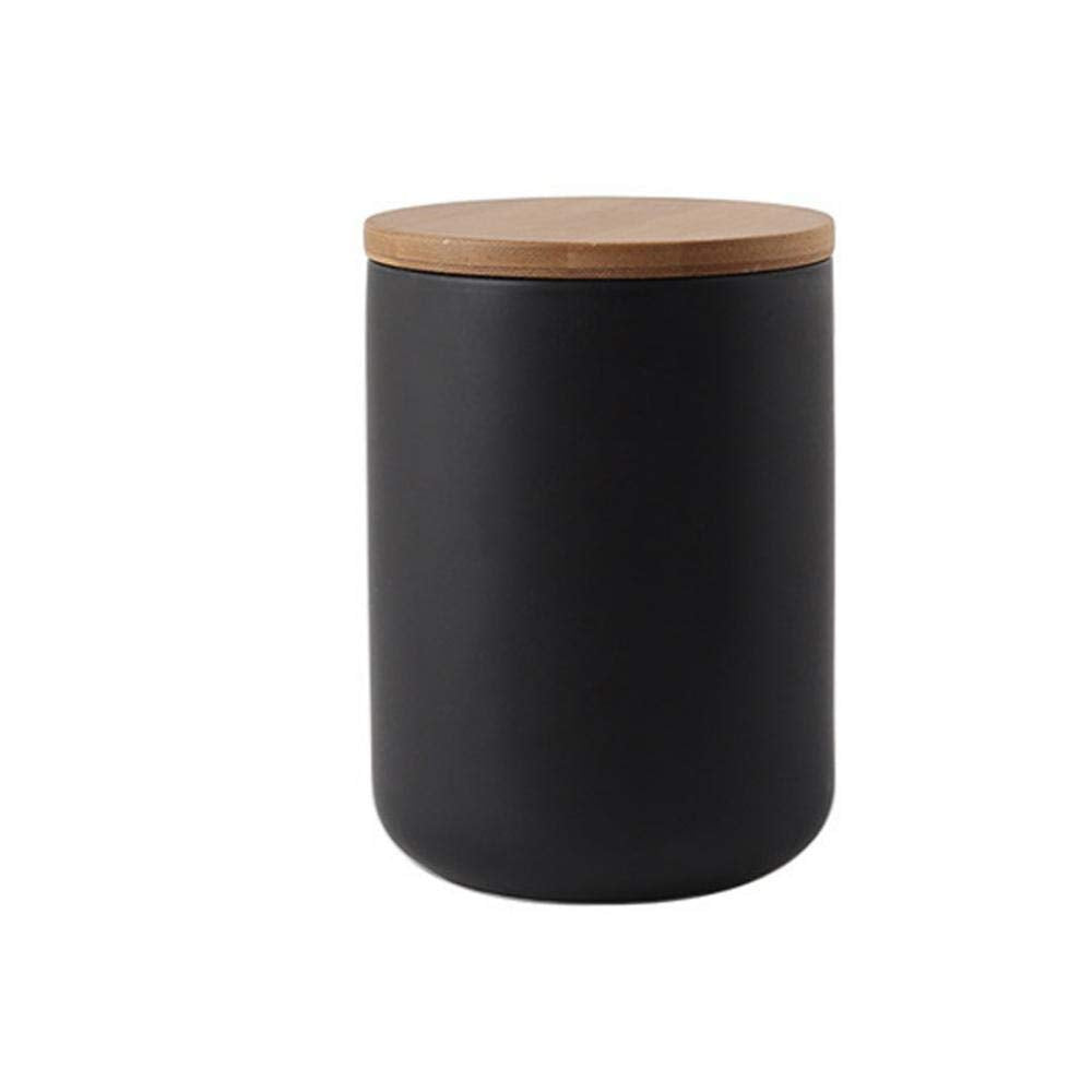 MilkyWay Ceramic Food Storage Jar Canister Modern Design Food Canisters with Airtight Seal Bamboo Lid,Loose Tea Coffee Spice Nuts Snacks Seasonings Storage Jar Canister Caddy (Black 24.63oz/700ml) | Modern design jar keeps food fresh with airtight seal, p