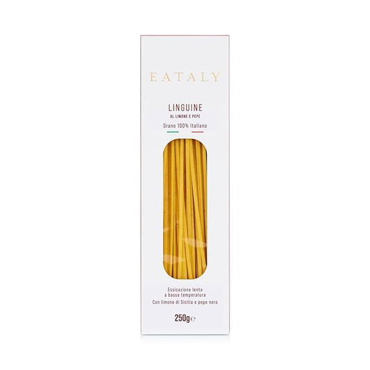 Eataly Italian Linguine with Lemon & Pepper Pasta Noodles - 250g (8.8 oz.) Box -Authentic Durum Semolina Wheat - Made in