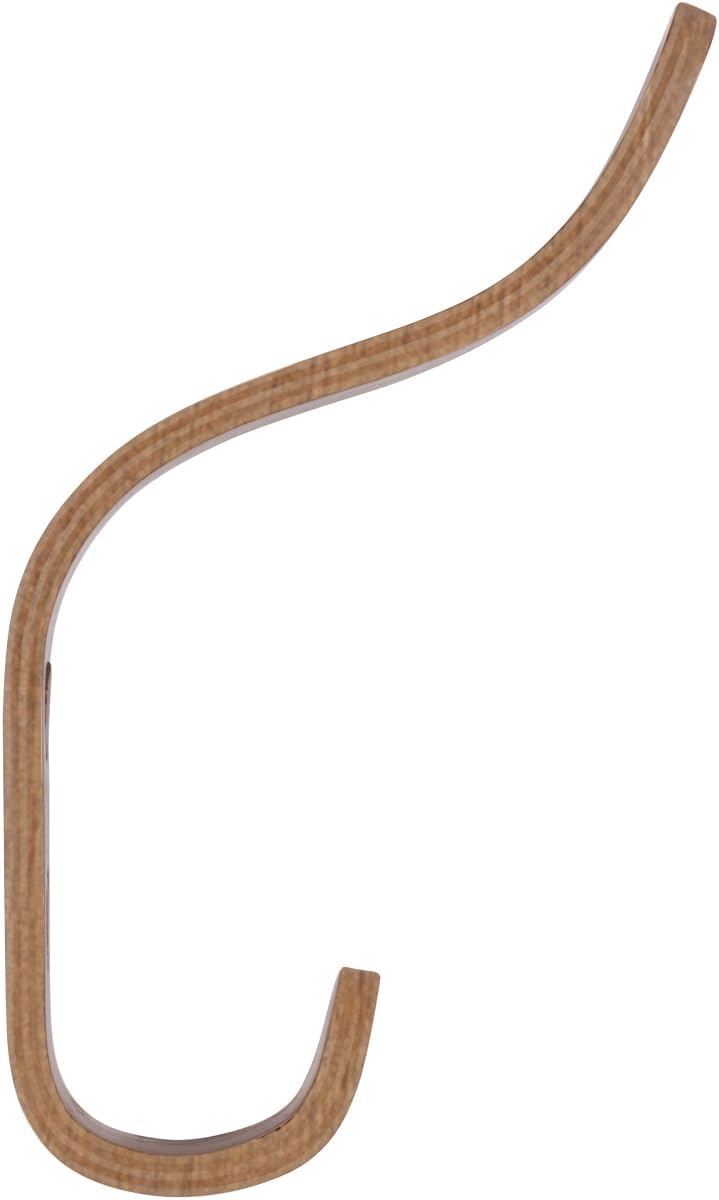 Plywood Wall Hooks Set of 4 Wood Coat Hooks Hanging Clothes Hats Robes Towels Wooden (Walnut)