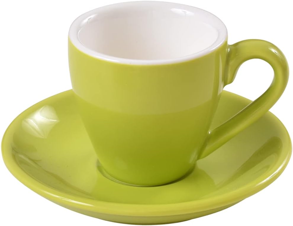 Porcelain Espresso Cup with Saucer, Espresso shot Cup, 80ml/2.7Oz, Green