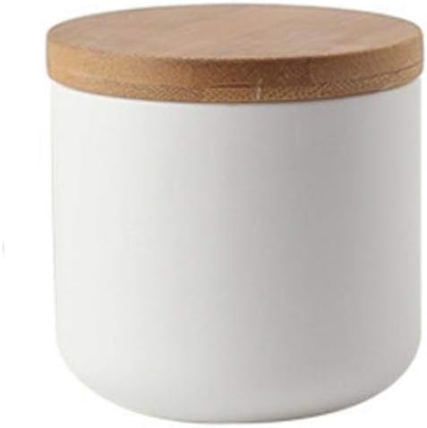 Ceramics Food Storage Jar Canister with Airtight Seal Bamboo Lid, Simple Style Kitchen Canister for Food Storage, Store