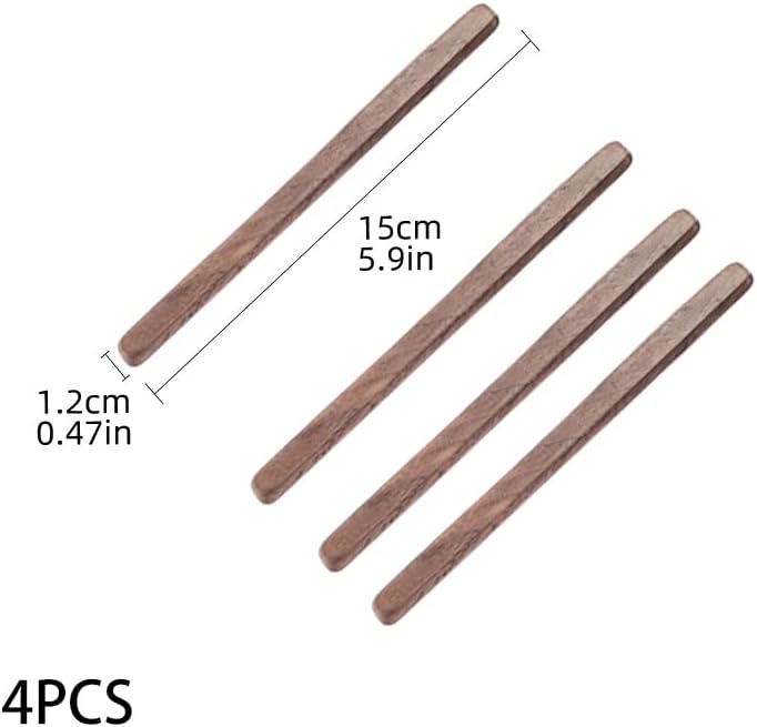 4Pcs Black Walnut Wood Coffee Stirrers 6″ Reusable Wooden Drink Stir Sticks for Coffee, Tea, Milk, Chocolate &amp; Jam Spreader