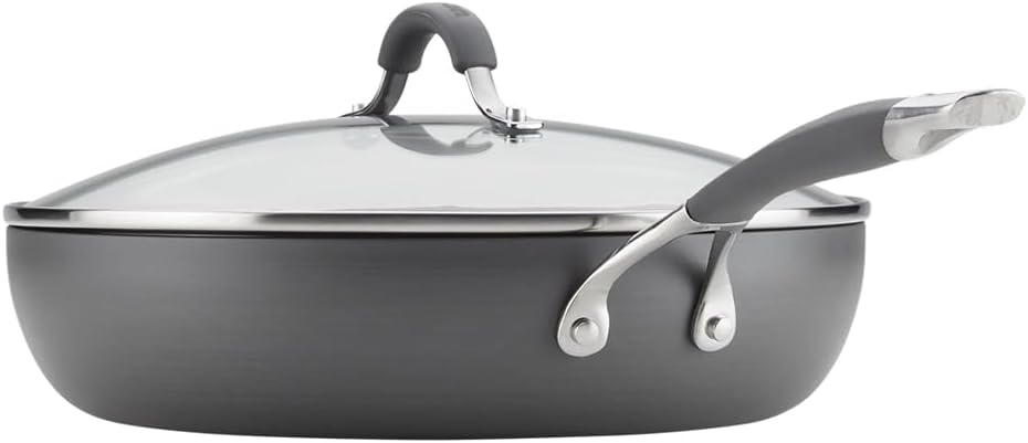 Circulon Radiance Deep Hard Anodized Nonstick Frying Pan /Skillet with Lid - 12 Inch, Gray