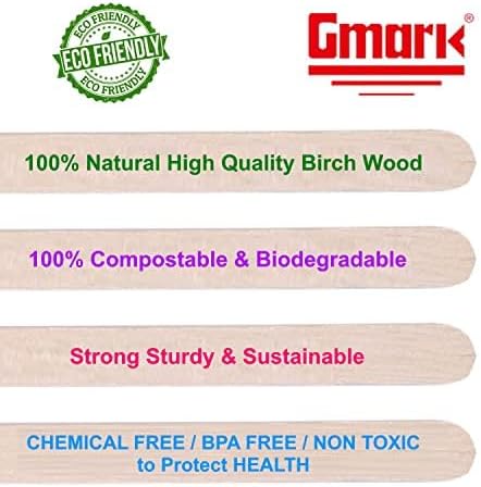 Gmark 7.5-Inch 1.8mm Individually Wrapped Wooden Coffee Stirrers (500 Count) - Heavy Duty Birch Wood Stir Sticks in Eco-Friendly Kraft Paper - Extra Long Disposable Beverage Mixers Tall Lattes GM1010