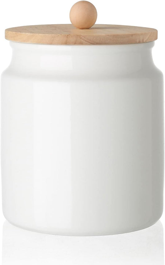 Sweejar Ceramic Kitchen Canisters, 58 FLOZ Porcelain Food Storage Jar with Airtight Seal Wooden Lid, Home Container Serving