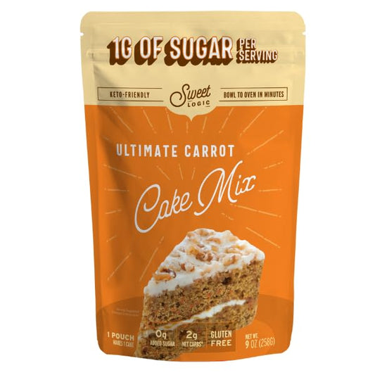 Sweet Logic Keto Baking Mix - Carrot Cake - Gluten-Free - Dairy Free - Diabetic-Friendly - High Protein - Allulose - Stevia
