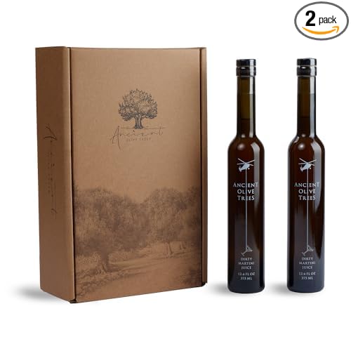 Ancient Olive Trees - Olive Juice for Dirty Martinis, Olive Brine Prefect for Martini, Vermouth, and Dirty Sue, 12.6 FL. OZ., 2 CT