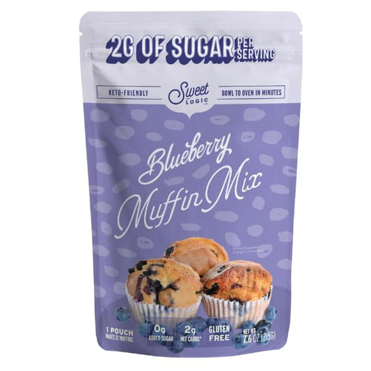 Sweet Logic Keto Baking Mix - Blueberry Muffin - Gluten-Free - Dairy Free - Diabetic-Friendly - High Protein - Allulose -