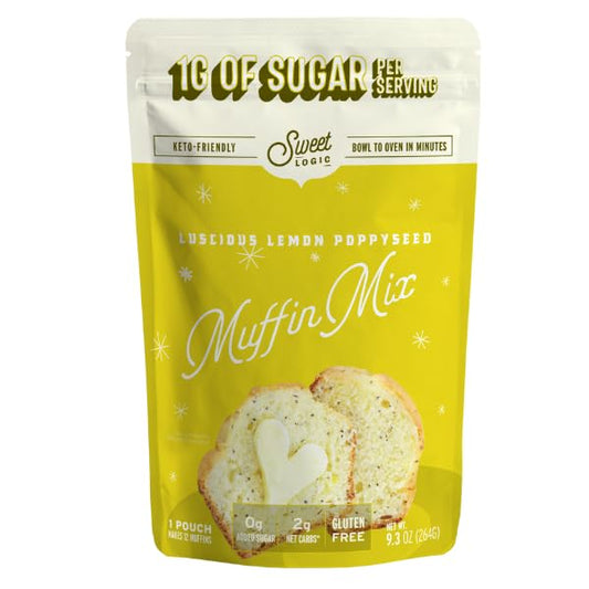 Sweet Logic Keto Baking Mix - Lemon Muffin - Gluten-Free - Dairy Free - Diabetic-Friendly - High Protein - Low Sugar - Low