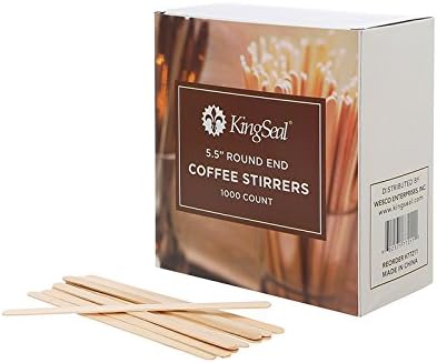 4,000 Count | KingSeal Natural Birch Wood Coffee Beverage Stirrers, Stir Sticks, Waxing Sticks, 5.5 Inches, Round End - 4