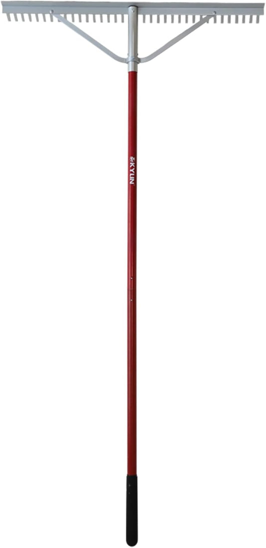KYLIN Landscape Rake for Lawns 36Tines 36Inch with 66 Inch Extra-Long Aluminum Handle, Leaf Rake Tool for Loosening Soil,