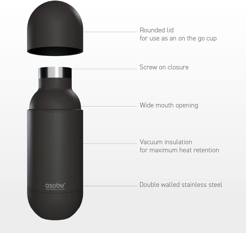 asobu Orb Stainless Steel Double Wall Insulated Travel Water Bottle – Lid Doubles as a Cup 14 Ounce (Blue)…
