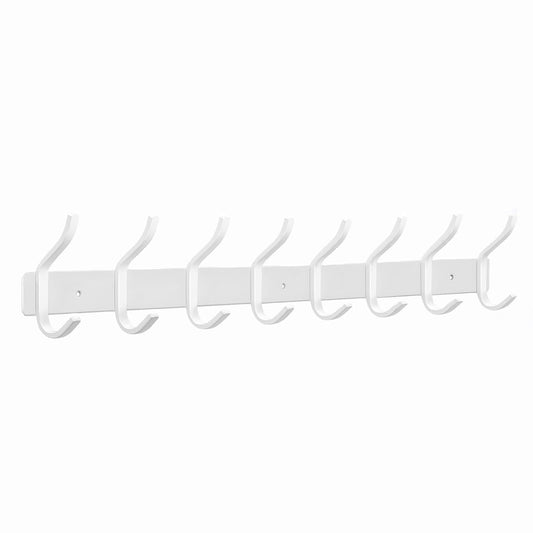 White Coat Rack Wall Mount, 23 Inch Coat Hooks with 8 Hooks, 1 Pack