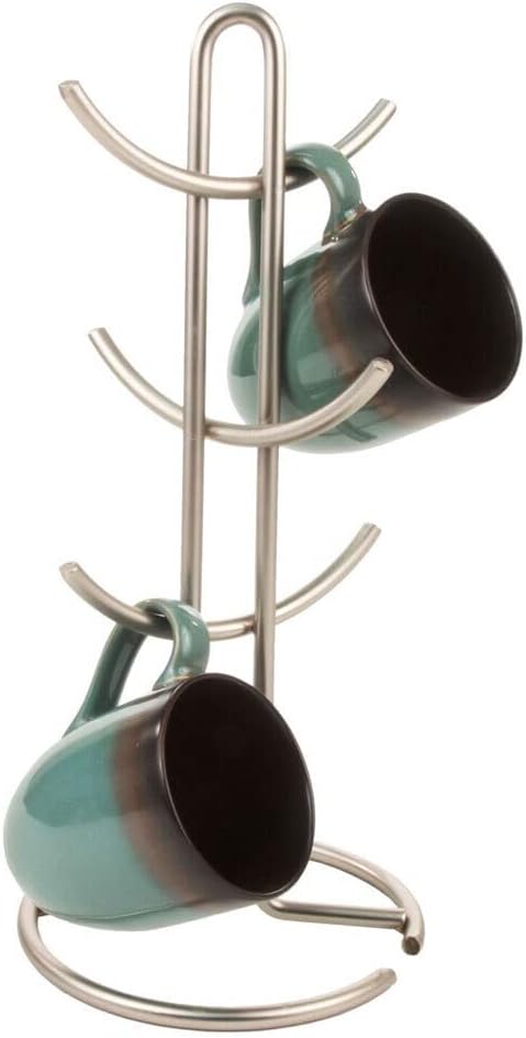 Spectrum Diversified Euro 6 Holder Countertop Mug Tree, Mugs & Tea Cup Storage Rack, Coffee Counter Bar Accessory & Kitchen