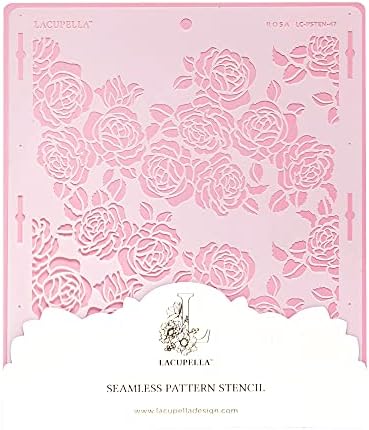 Rose Cake Stencil - Seamless Delicate Pattern for Decorating Tall Double Barrel Cake to Use with Buttercream, Royal Icing,