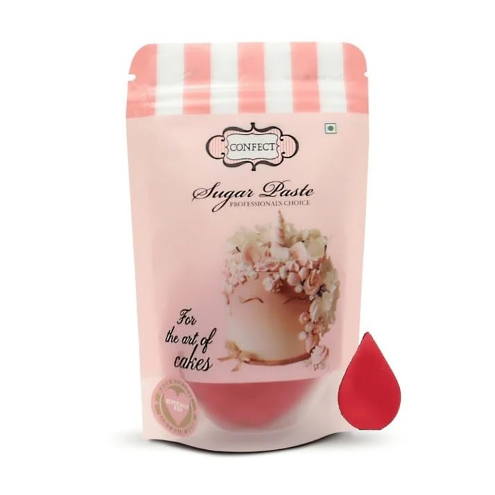 Confect Red Fondant | Vibrant Edible Cake Fondant for Christmas &amp; Special Occasions | Easy to Roll, Smooth Texture | Ideal for Cake Decorating &amp; Cupcakes | Vegan &amp; Gluten-Free – 8.8 Oz