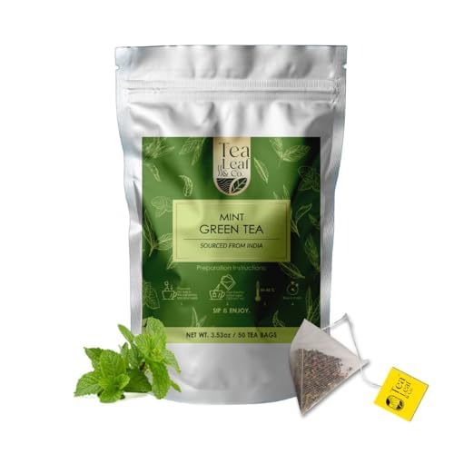 Mint Green Tea (200 gm / 7 oz), Natural Herbal Infusion, 100 Tea Bags