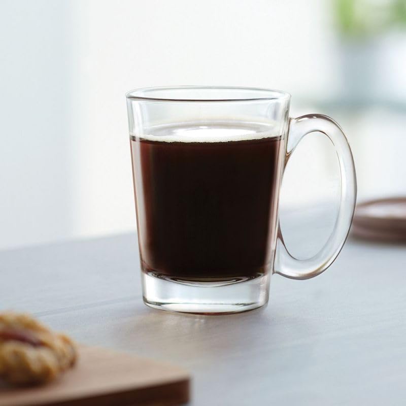LEMONSODA Clear Large Glass Coffee Mugs with Handles, 10.5 oz, Set of 6