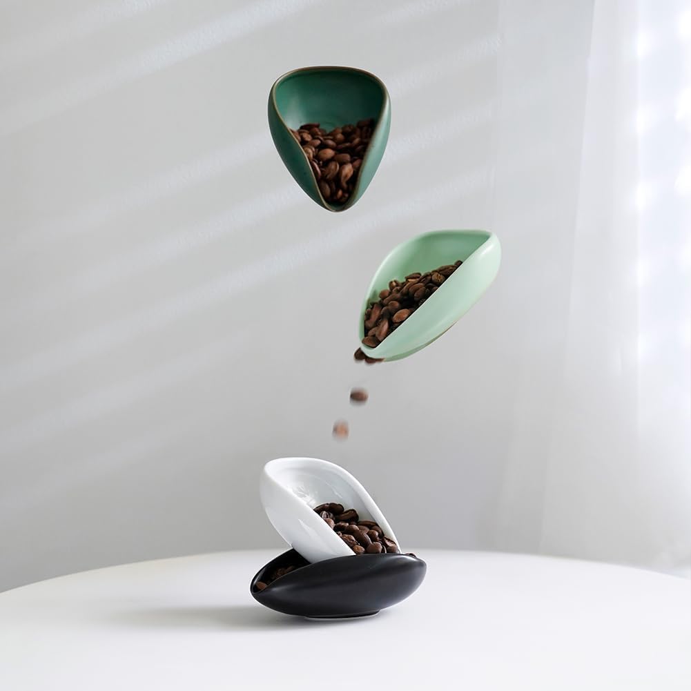 watchget Ceramic Coffee Dosing Cup &amp; Tea Storage Tray, Black | Single Dose Measuring Container for Coffee Beans &amp; Loose Leaf Tea Dosing Vessel; Hold 20-25g Coffee Beans