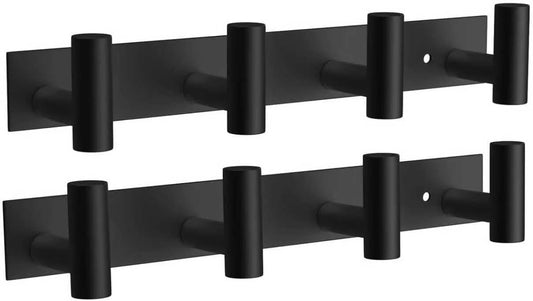VAEHOLD 2PACK Hat and Coat Wall Mount Rack - 4 Hooks for Robes, Bags, Keys, and Towels - Bathroom Towel Hanger Organizer