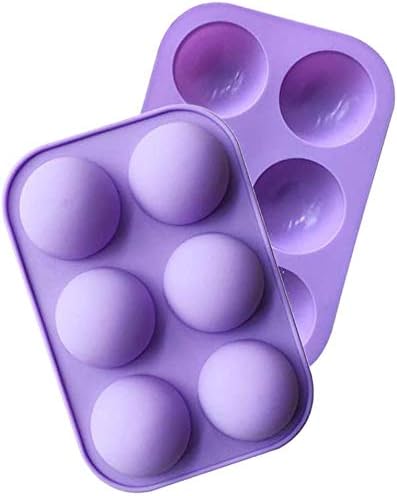 2 Pack 6-Cavity Semi Sphere Silicone Mold, Baking Mold for Making Hot Chocolate Bomb, Cake, Jelly, D