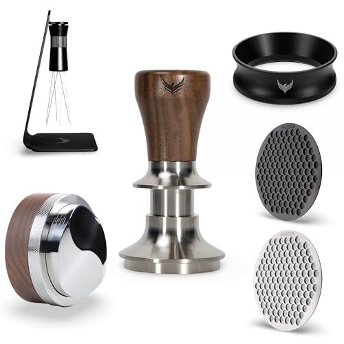 58mm Tamper Kit Includes Espresso Distributor, Calibrated Coffee Tamper, Magnetic Portafilter Funnel, WDT Tool and 2pcs Puck Screen Set Premium Espresso Accessory Kit