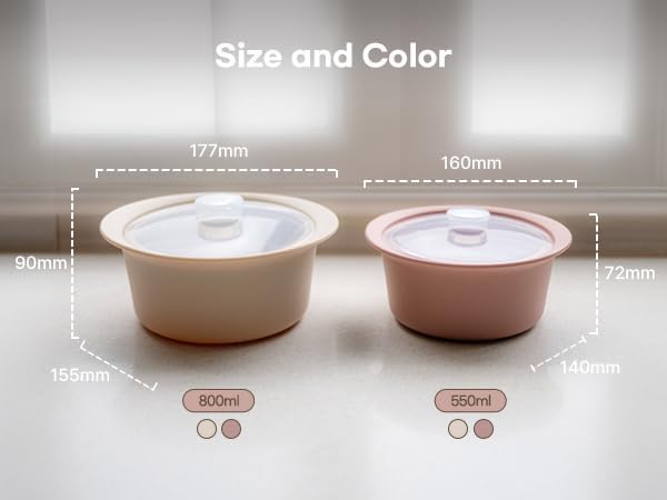 Microwave Silicone Steamer for Baby Food, Made In Korea, Oven &amp; Dishwasher Safe to 482°F, Easy Clean, Microwave Pot with Handle &amp; Lid, 100% Food Grade Steamer Bowl (Creme Brulee, 27.1oz (800ml))