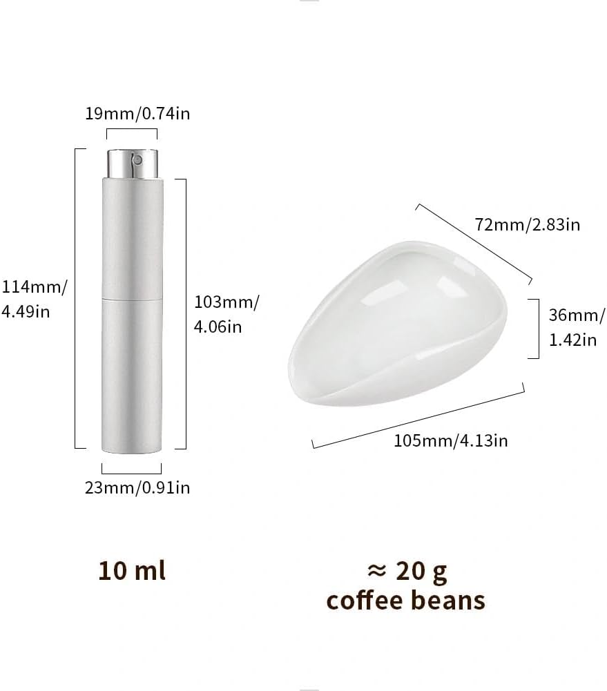 watchget Coffee Bean Dosing Cup &amp; RDT Spray Bottle Kit, White | 10ml Static Reducing Sprayer; Ceramic Single Dose Tray for Coffee &amp; Tea;Espresso Brewing Accessory for Home &amp; Espresso Bars