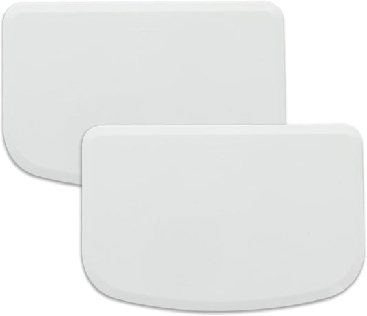 Plastic Bench Scraper for Baking - 2 White Bowl Scraper - Flexible Food Safe Dough Scraper Multipurpose Good Grip Curved and