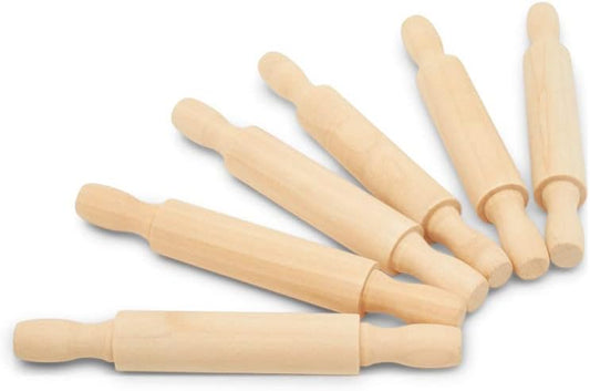 Wooden Mini Rolling Pin, 5 Inches Long, Pack of 25, Great for in The Kitchen, Play-doh, Crafting and Imaginative Play, by