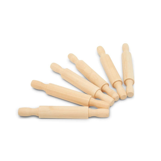 Wooden Mini Rolling Pin, 5 Inches Long, Pack of 25, Great for in The Kitchen, Play-doh, Crafting and Imaginative Play, by Woodpeckers