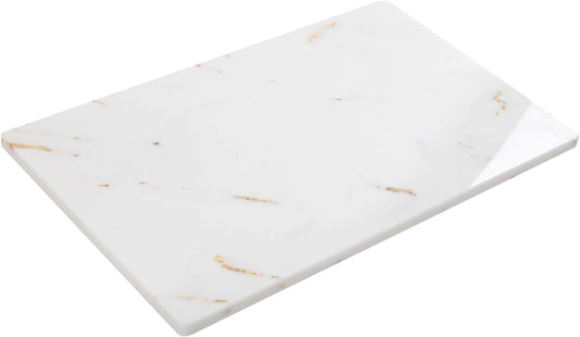White Marble Cutting Board, Marble Slab Pastry Board With Non-Slip Feets For Baking, Cheese, Charcuterie, Chocolate, 12x20