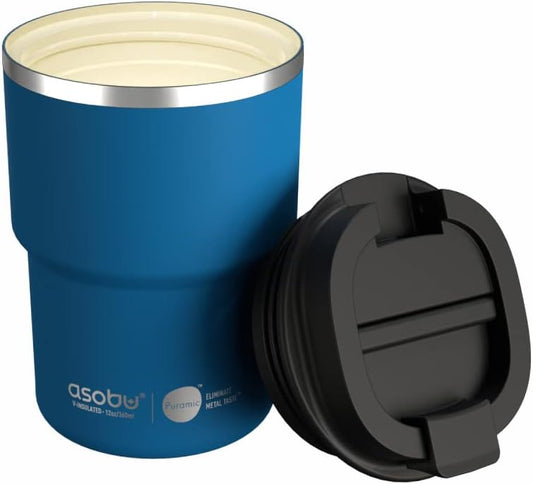 asobu Travel Mug Ceramic Coated Stainless Steel Insulated with Leak and Spill Proof Lid – Fits Standard Cup Holders 12 oz