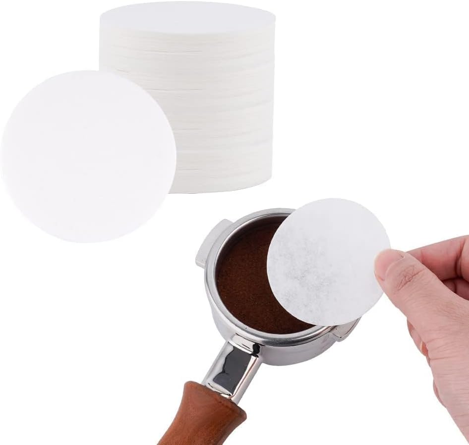 watchget 53mm Espresso Paper Filters Fits 54mm Portafilter Baskets, 100Pcs | Unbleached Espresso Filter Puck Screen Portafilter Paper, Disposable &amp; Mess-Free, Keep Shower Screen Clean