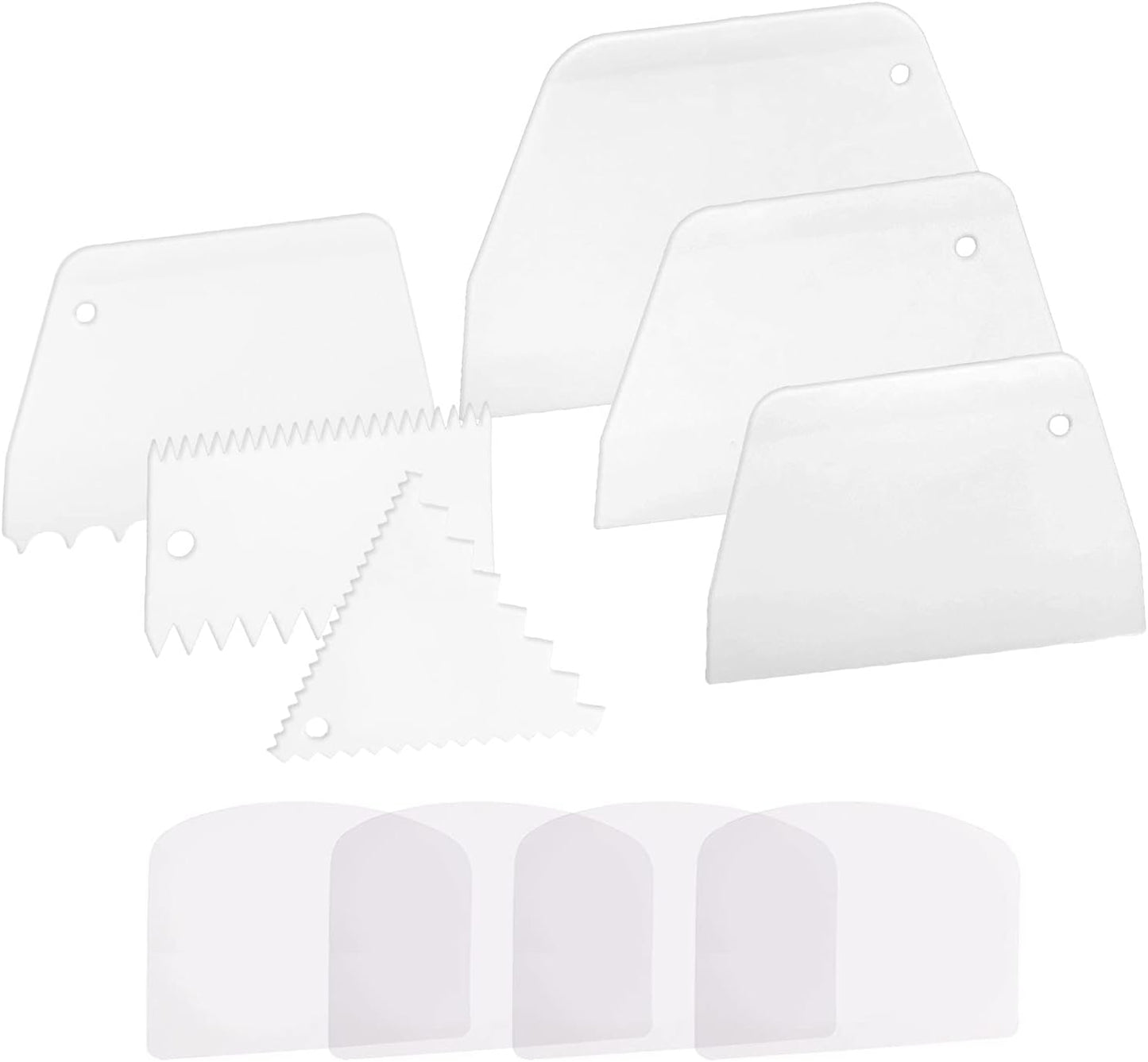 Anvin Cake Scraper Smoother Cake Icing Tool Set, Plastic Scraper Cake Frosting Scraper Smoother Combo for Buttercream Edge Decorating Cake Smoother Flexible for Baking Birthday DIY Kitchen (10 Pcs)