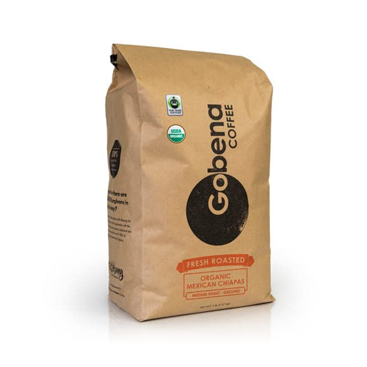 5lb Fair Trade Organic Certified Mexican Chiapas Ground Coffee Medium Roast, 100% Arabica Specialty Coffee, 80 ounces, 5