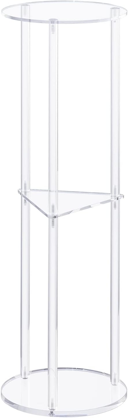 HMYHUM Acrylic Drink Table for Small Spaces, Martini Table for Living Room, Small Drink Side Table, 3 Tiers, Round, Modern,
