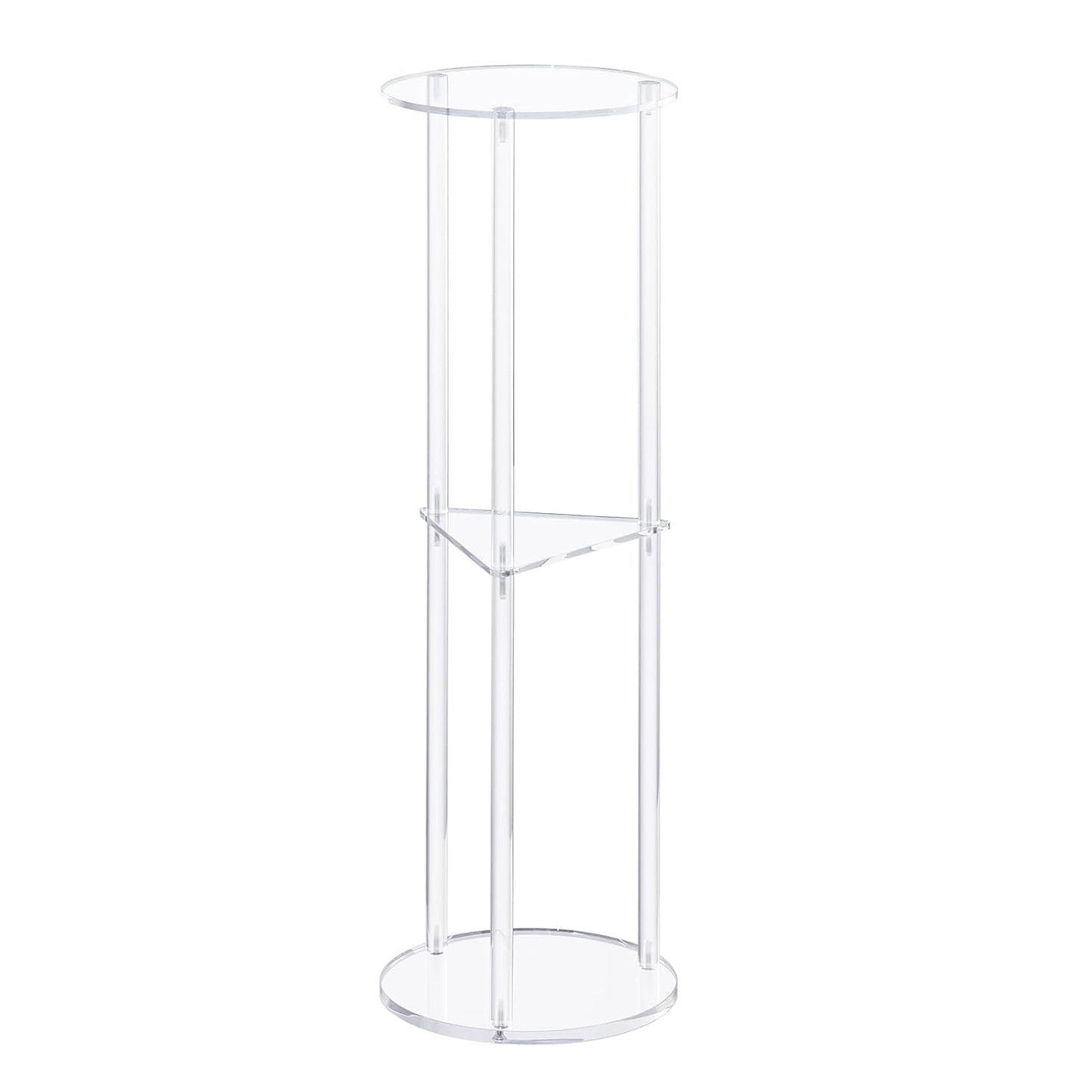 Hmyhum Acrylic Drink Table for Small Spaces, Martini Table for Living Room, Small Drink Side Table, 3 Tiers, Round, Modern, 8" L x 8" W x 26" H, Clear