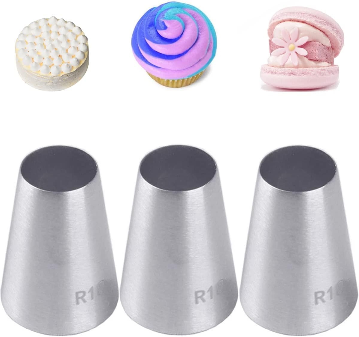 R18L Extra Large Round Piping Tips Set, Big Circle Pastry Tip for Cannoli